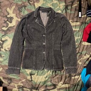 DKNY Jeans y2k black‎ denim blazer cinch waist button closure womens S/17.